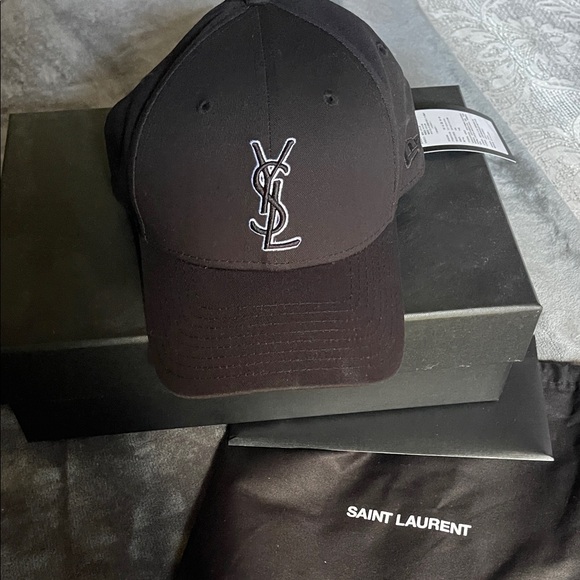 Saint Laurent Black Logo Baseball Cap